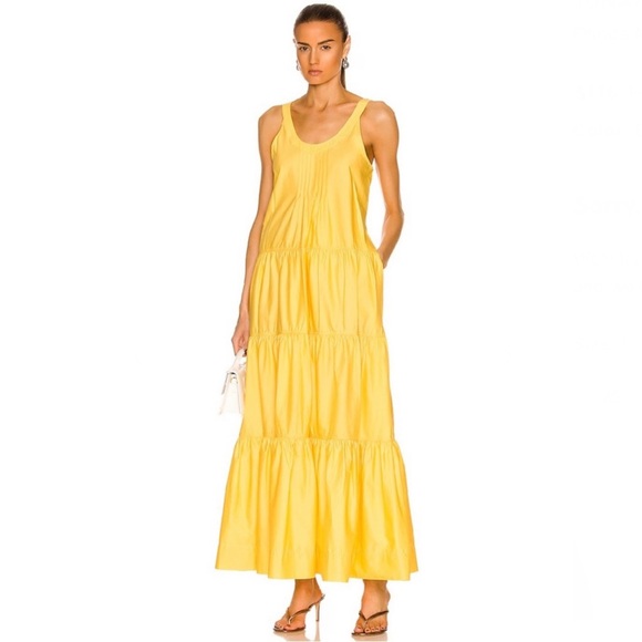 NEW JONATHAN SIMKHAI REVOLVE YELLOW TIERED MAXI DRESS - Picture 1 of 10
